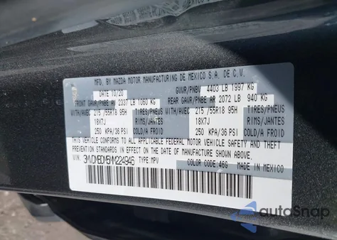 2021 Mazda Cx-30 Premium z USA, uszkodzony, nr VIN 3MVDMBDM5MM224946